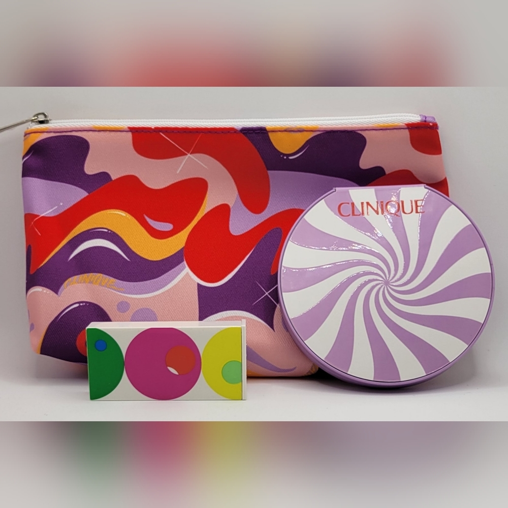 CLINIQUE LMTD EDITION NWT Indulge in Color/MorningJavaDuo/Makeup Bag/Samples!